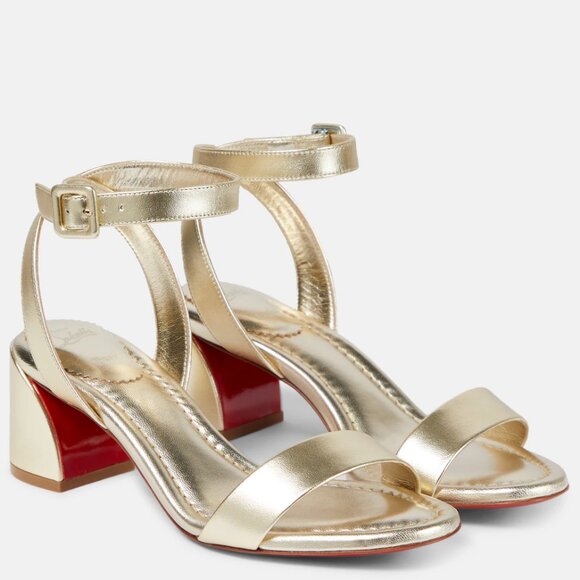 NIB$945 CHRISTIAN LOUBOUTIN Miss Sabina Metallic Red Sole Ankle-Strap Sandal 7 - Picture 7 of 16